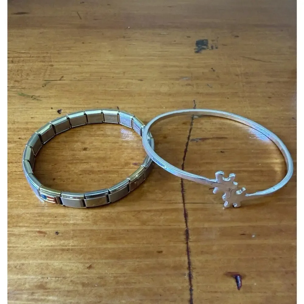Silver Tone Bracelet Bundle Modern Cuff Cable Stretch Bangle Layering Lot